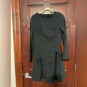 Elegant Black Long Sleeve shirt & skirt outfit